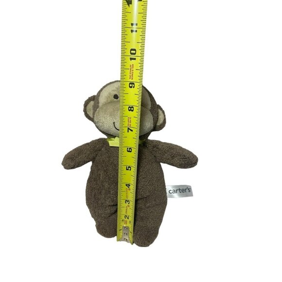 Carter's Baby Brown MONKEY Plush Rattle Toy Green Ribbon Bow 61230 - Picture 5 of 5